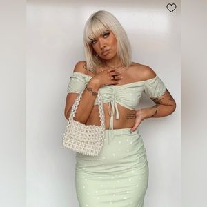 Princess Polly Green 2 Piece Set Midi Skirt & Cropped Top